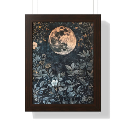 Framed Paper Print - Midnight Moonlit Garden