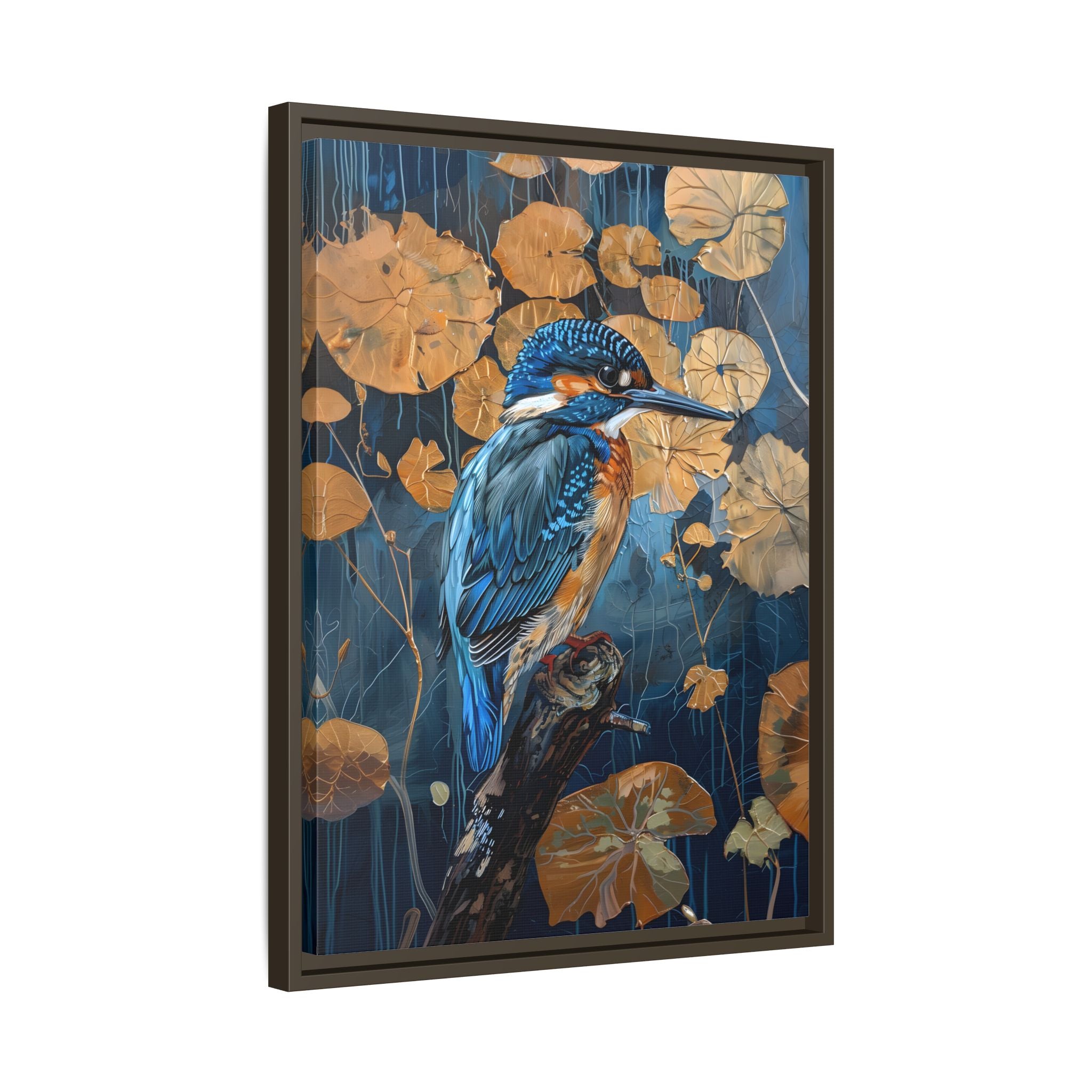 Framed Canvas - Golden Leaves Kingfisher