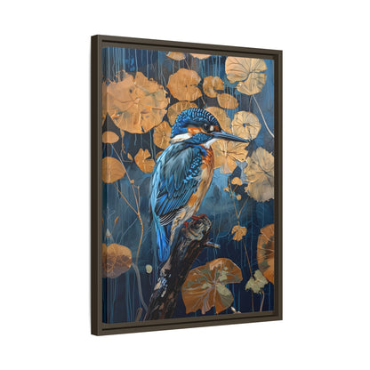 Framed Canvas - Golden Leaves Kingfisher
