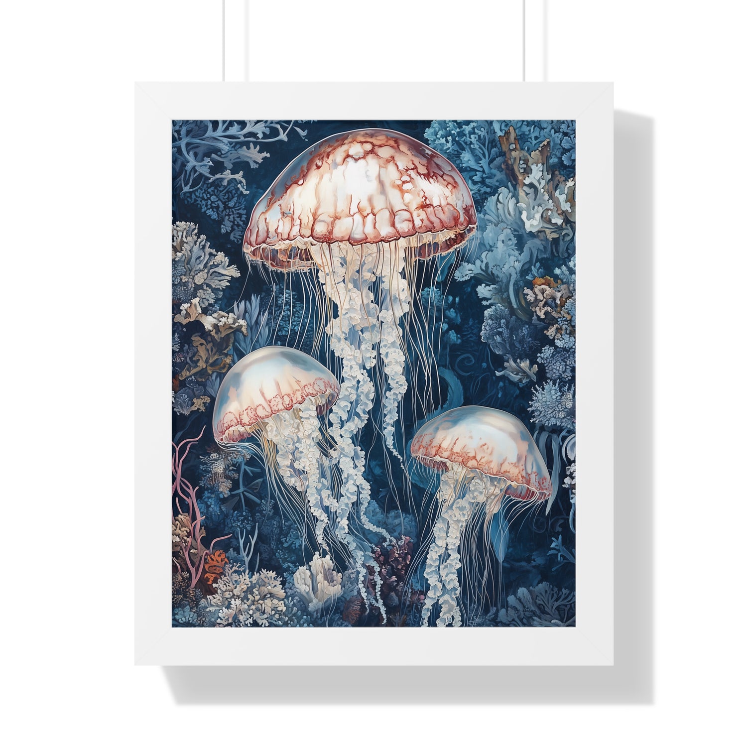 Framed Paper Print - Ethereal Ocean Jellyfish