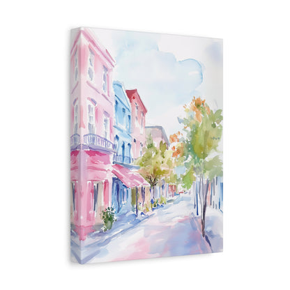 1.25" Matte Canvas - Pastel Charleston Street Scene