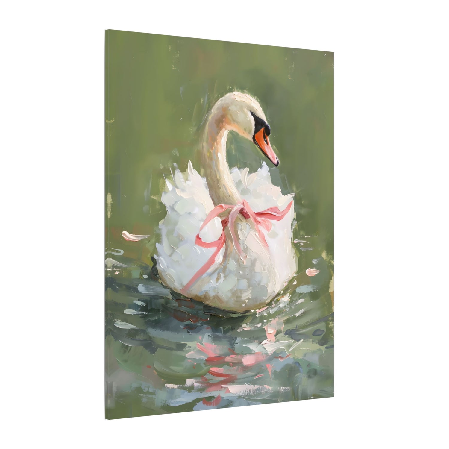 .75" Matte Canvas - Ballet Swan in Pink Bow