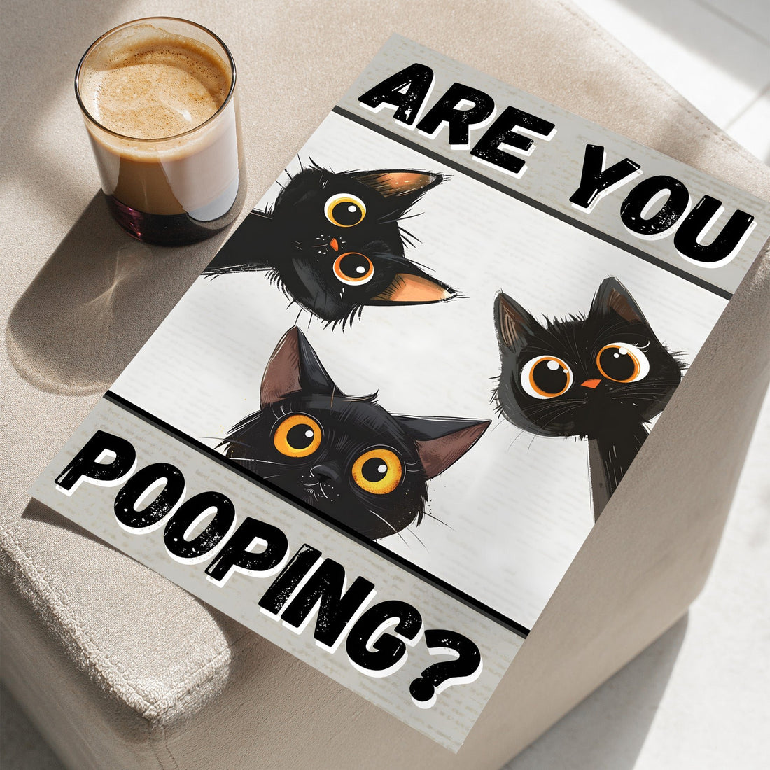 Peeking Cats Toilet Humor