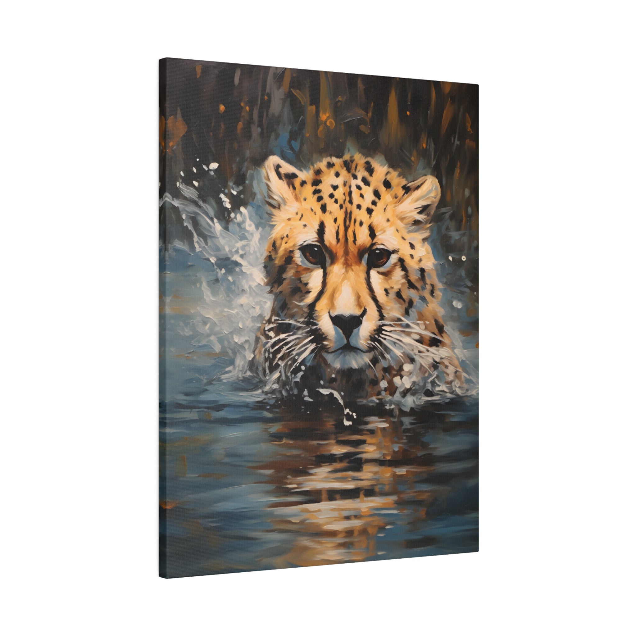 .75&quot; Matte Canvas - Aqua Sprinting Cheetah