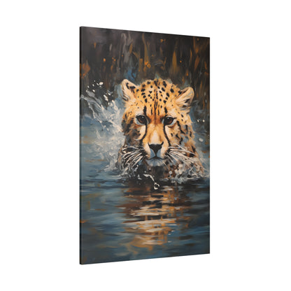 .75&quot; Matte Canvas - Aqua Sprinting Cheetah