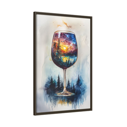 Framed Canvas - Galaxy Within the Wine Glass