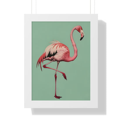 Framed Paper Print - Pink Flamingo Tropical