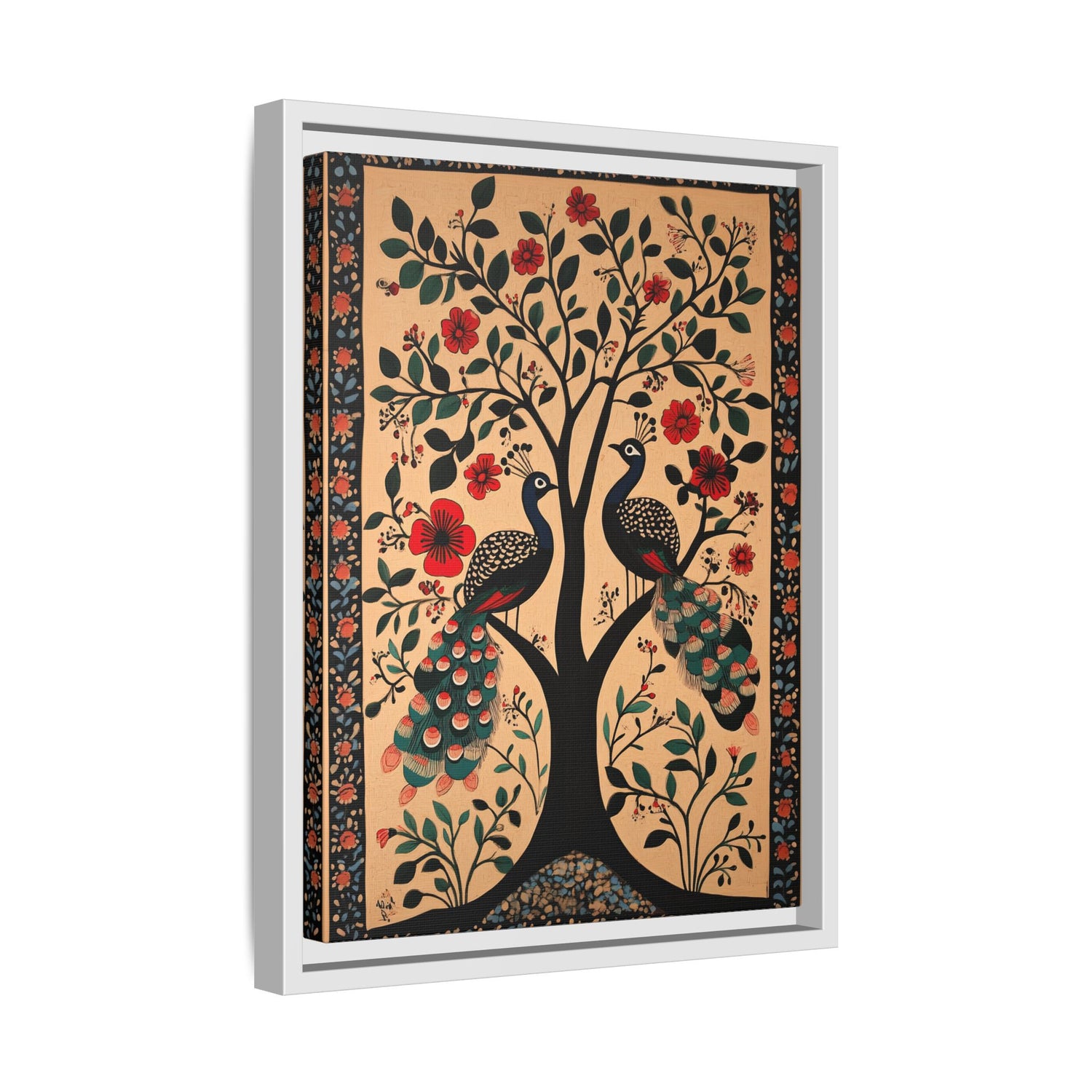 Framed Canvas - Lovers Under Blooming Canopy