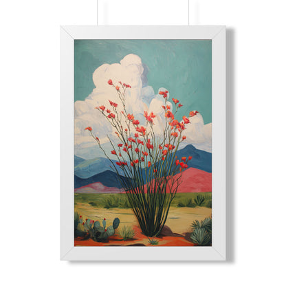 Framed Paper Print - Ocotillo Cactus Desert Bloom