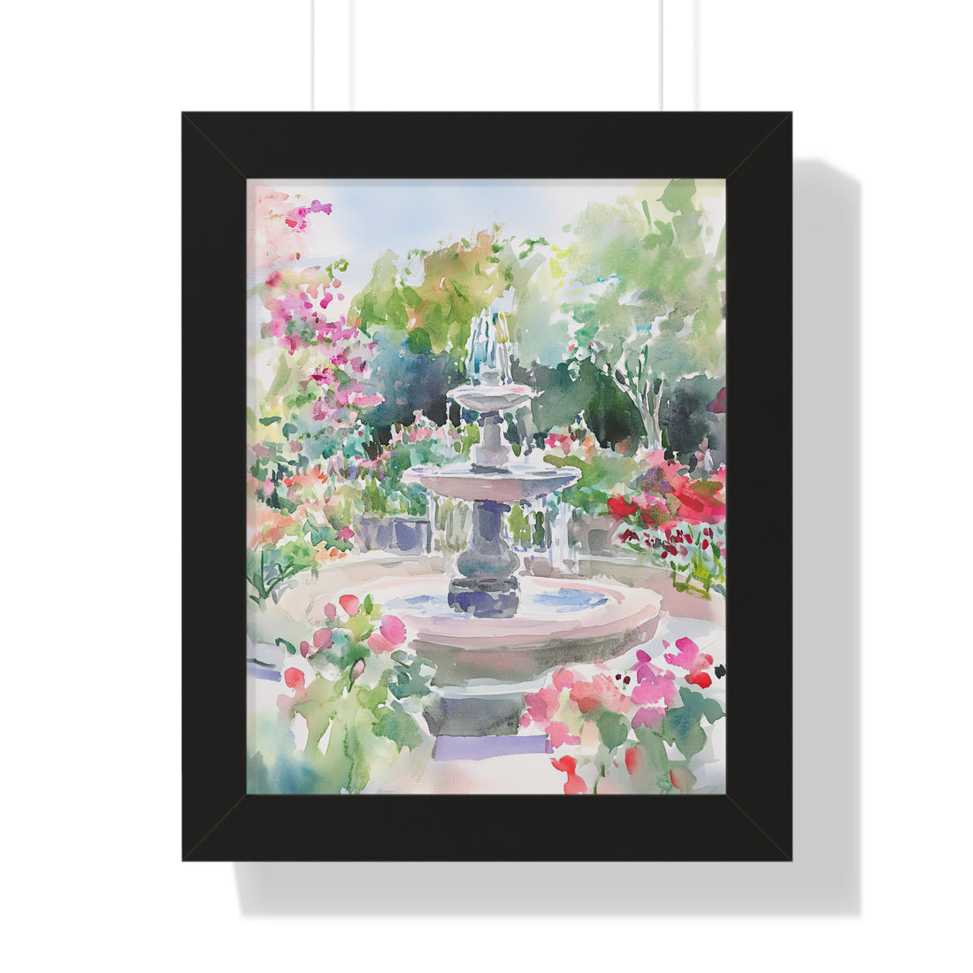 Framed Paper Print - Charleston Garden Fountain View