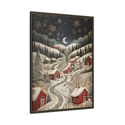 Framed Canvas - Silent Snowfall Village
