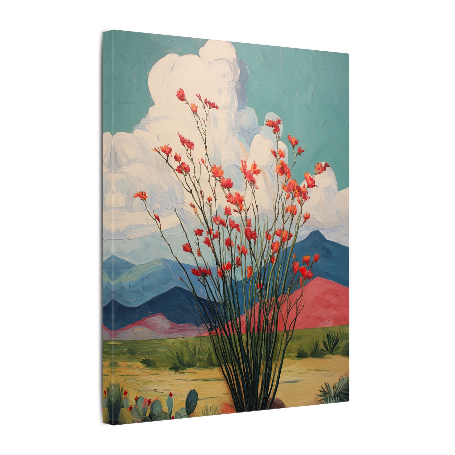 .75" Matte Canvas - Ocotillo Cactus Desert Bloom