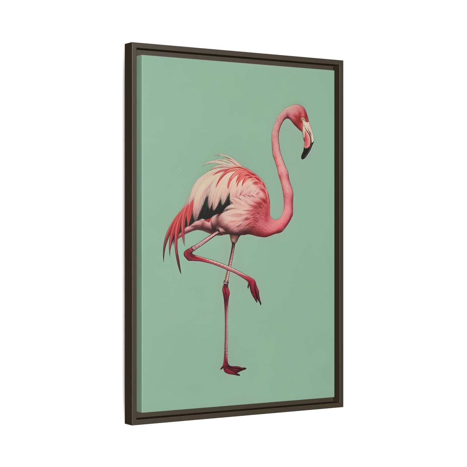 Framed Canvas - Pink Flamingo Tropical