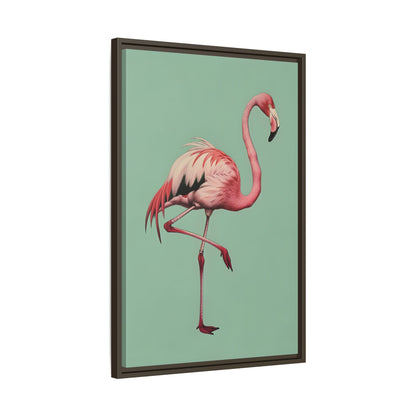 Framed Canvas - Pink Flamingo Tropical