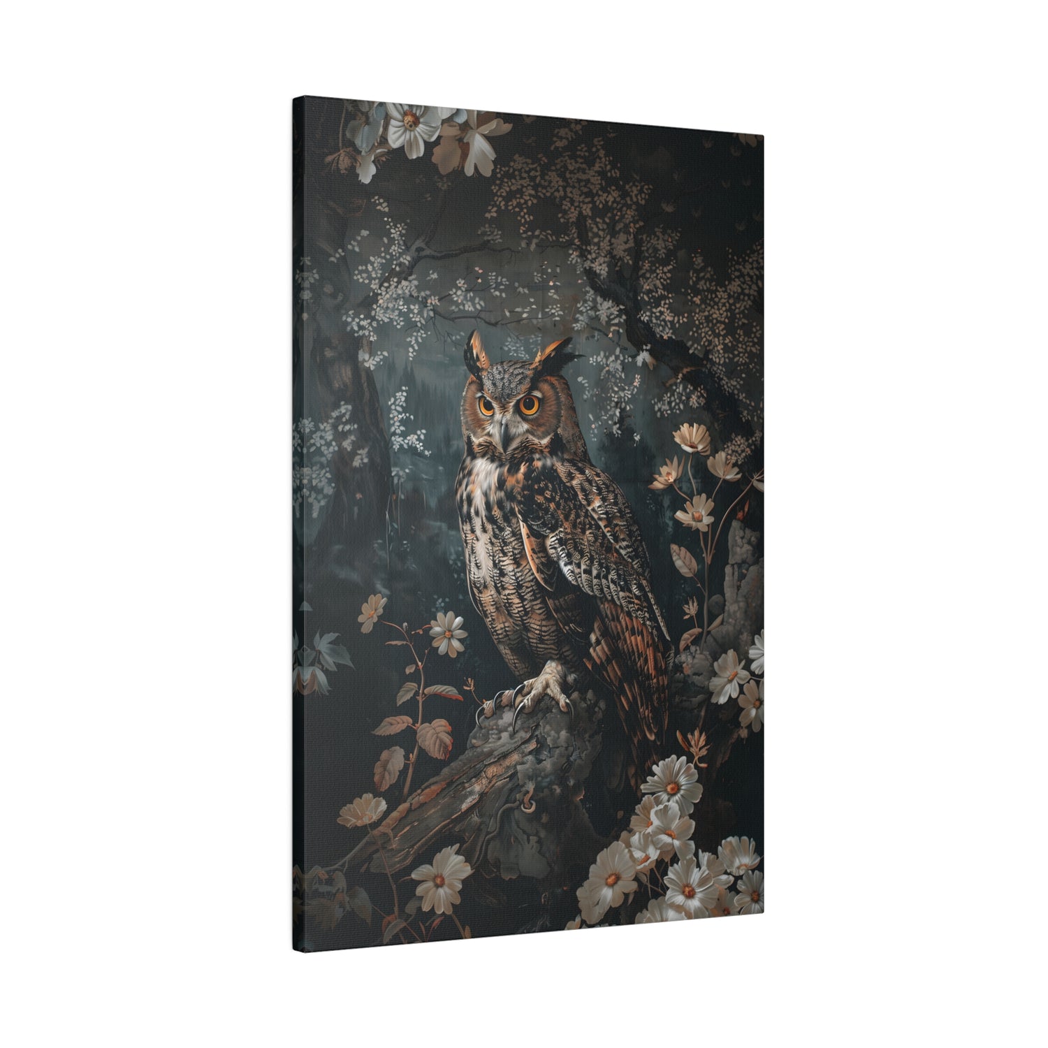 .75" Matte Canvas - Midnight Watchful Owl