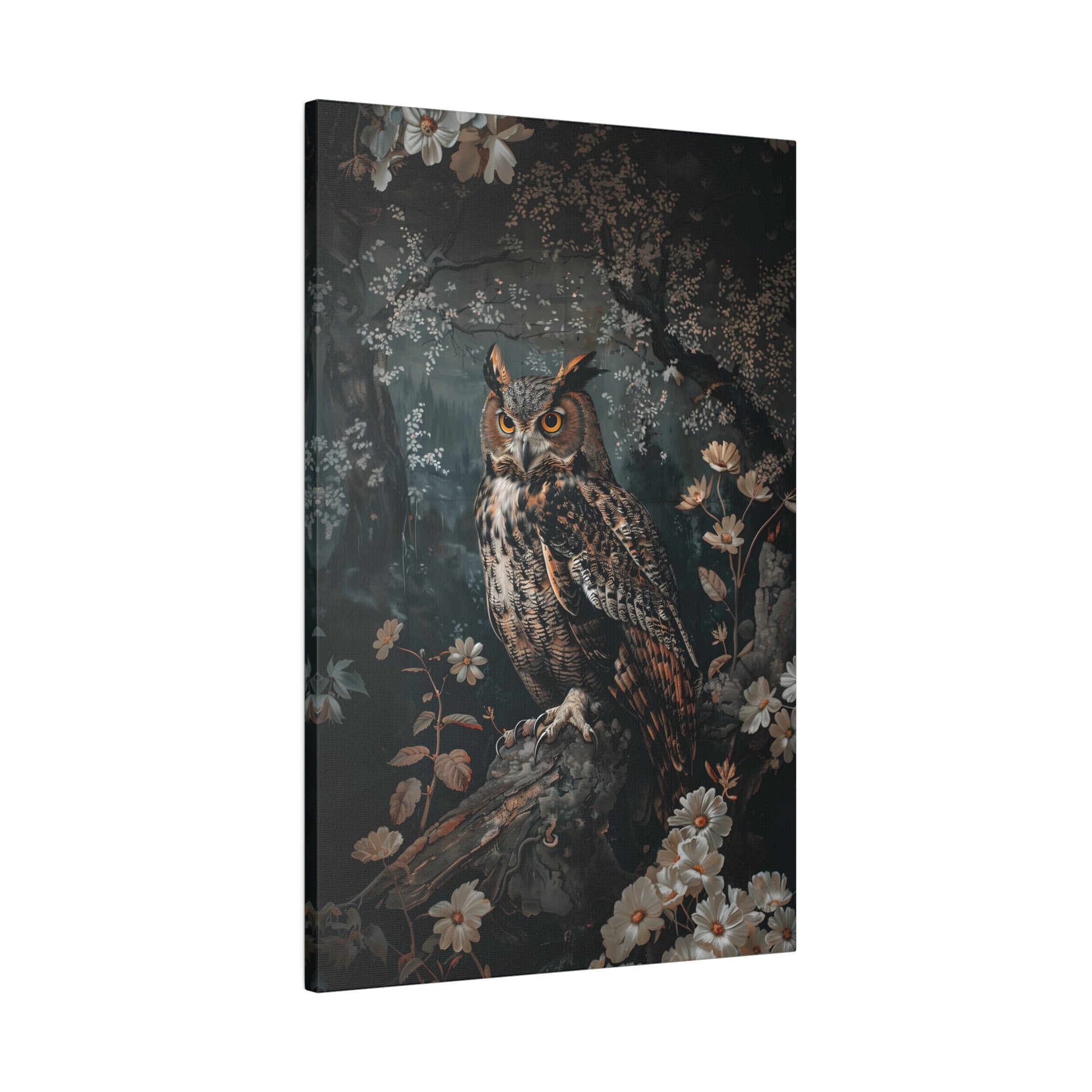 .75" Matte Canvas - Midnight Watchful Owl