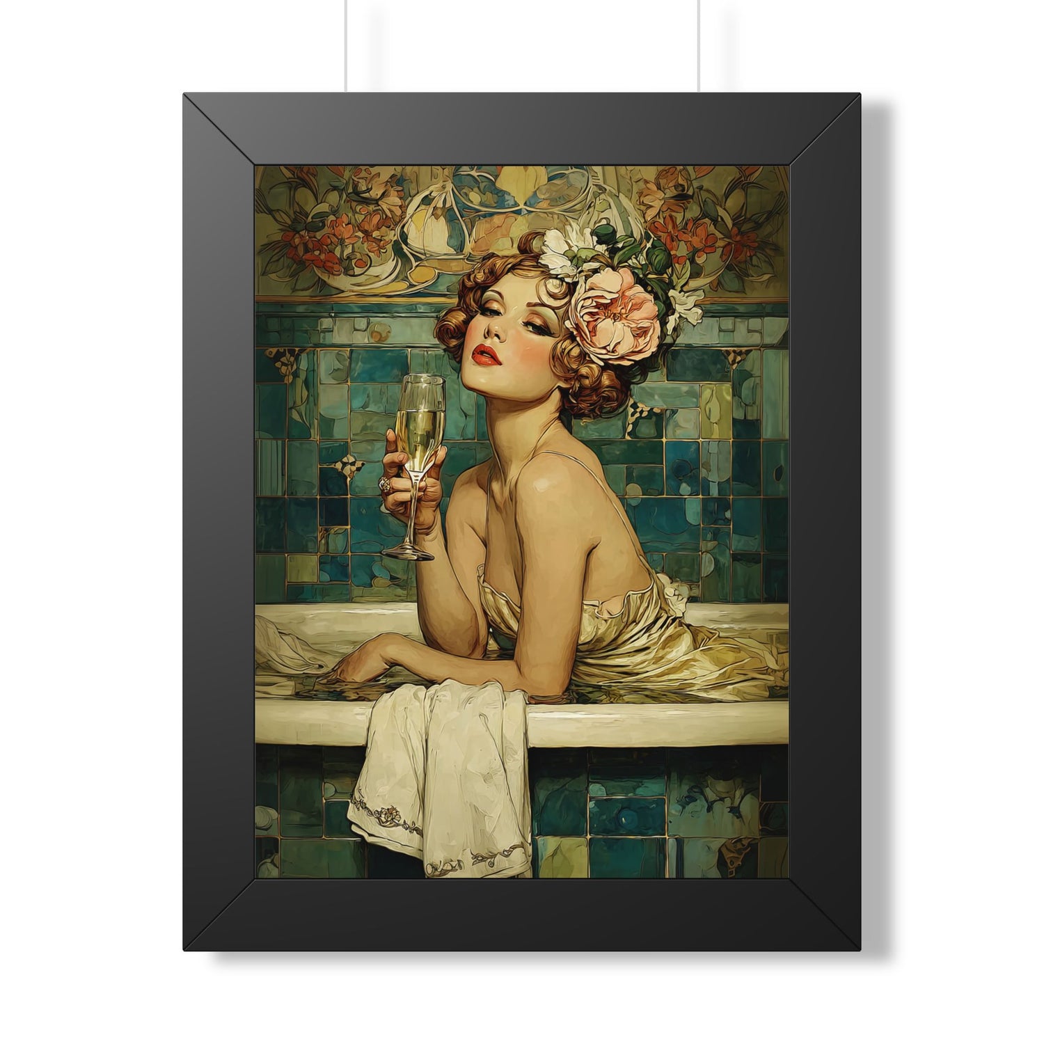 Framed Paper Print - Champagne Bathtub Coquette