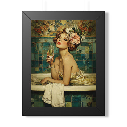 Framed Paper Print - Champagne Bathtub Coquette