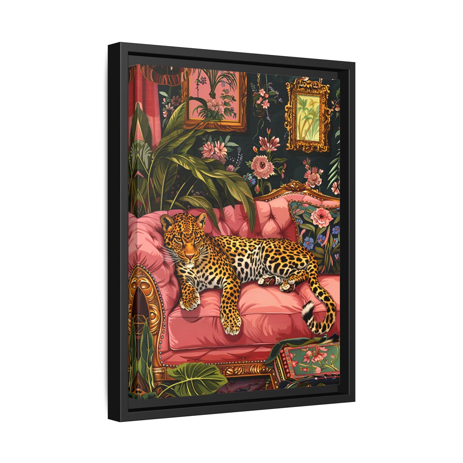 Framed Canvas - Leopard Lounge in Bloom