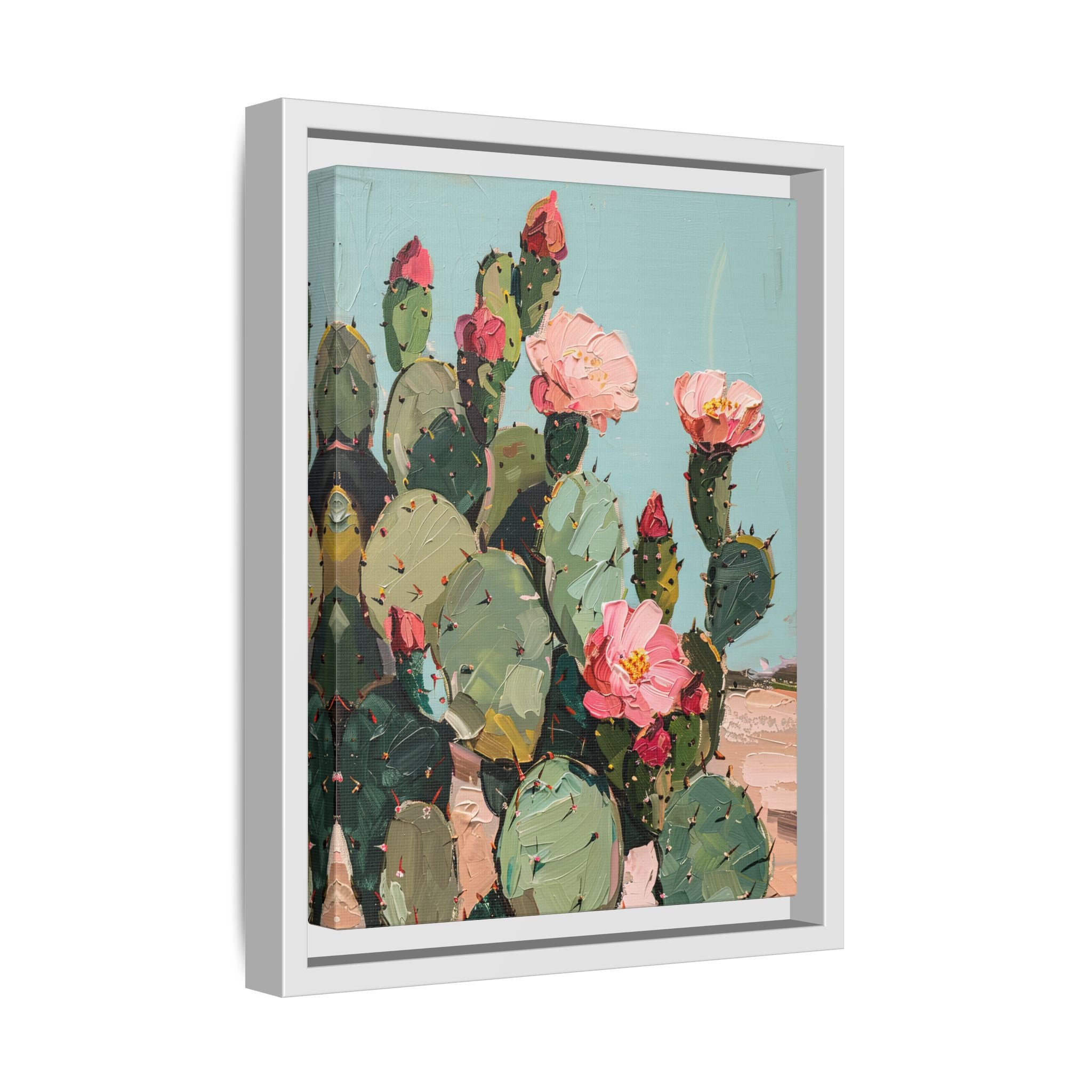 Framed Canvas - Arizona Blooming Cactus Color