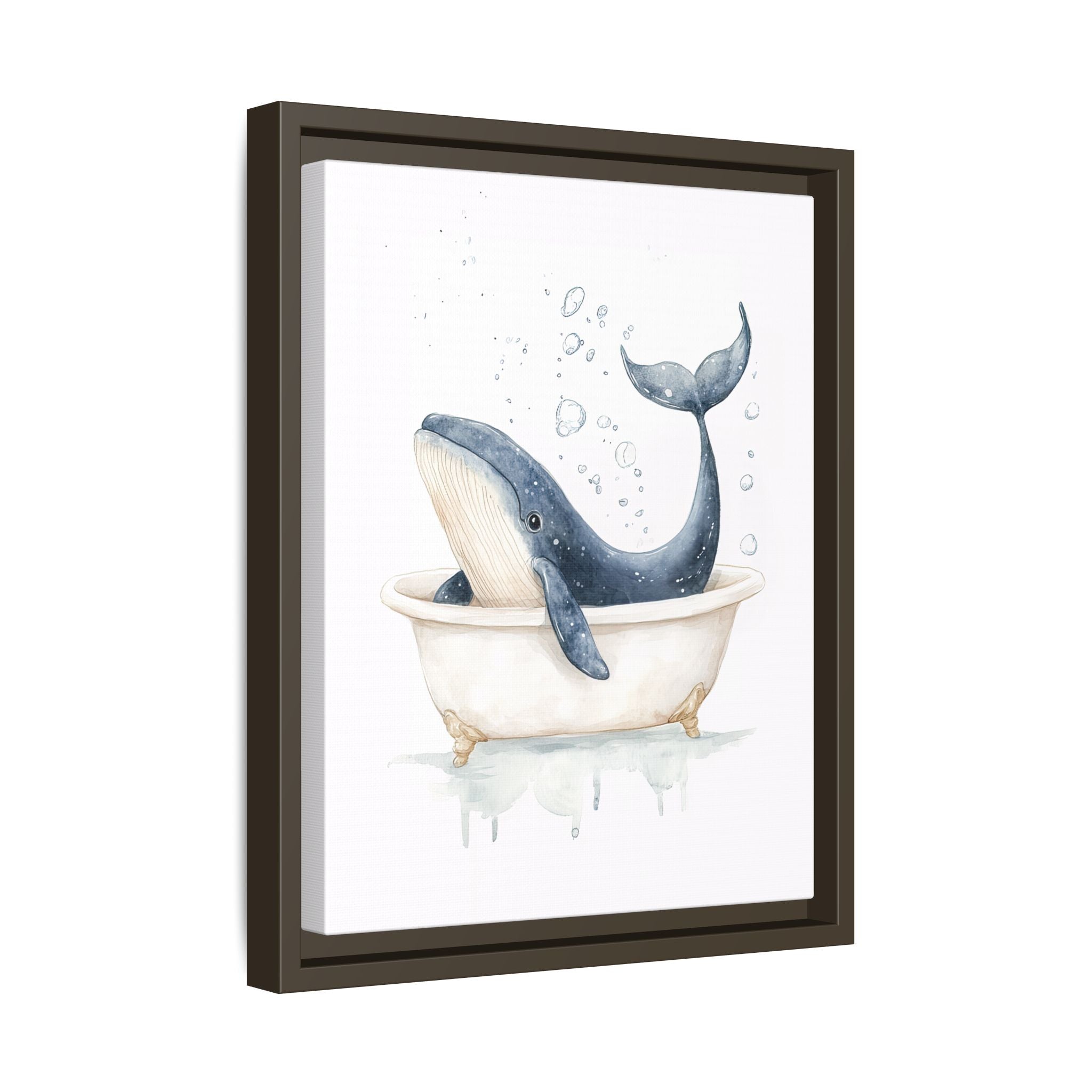 Framed Canvas - Whale Tub Bubble Splash