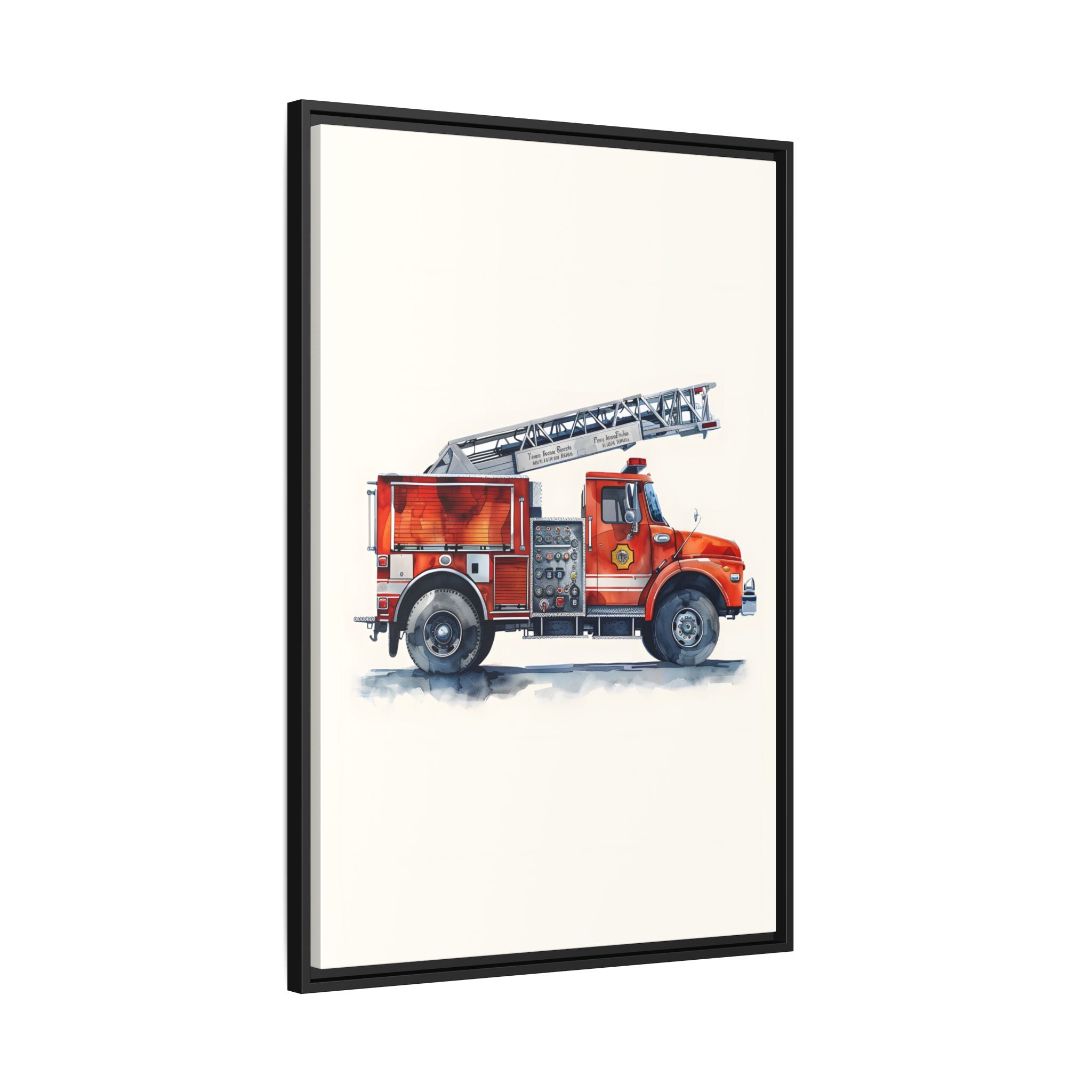 Framed Canvas - Ladder Firetruck Nursery