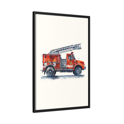 Framed Canvas - Ladder Firetruck Nursery