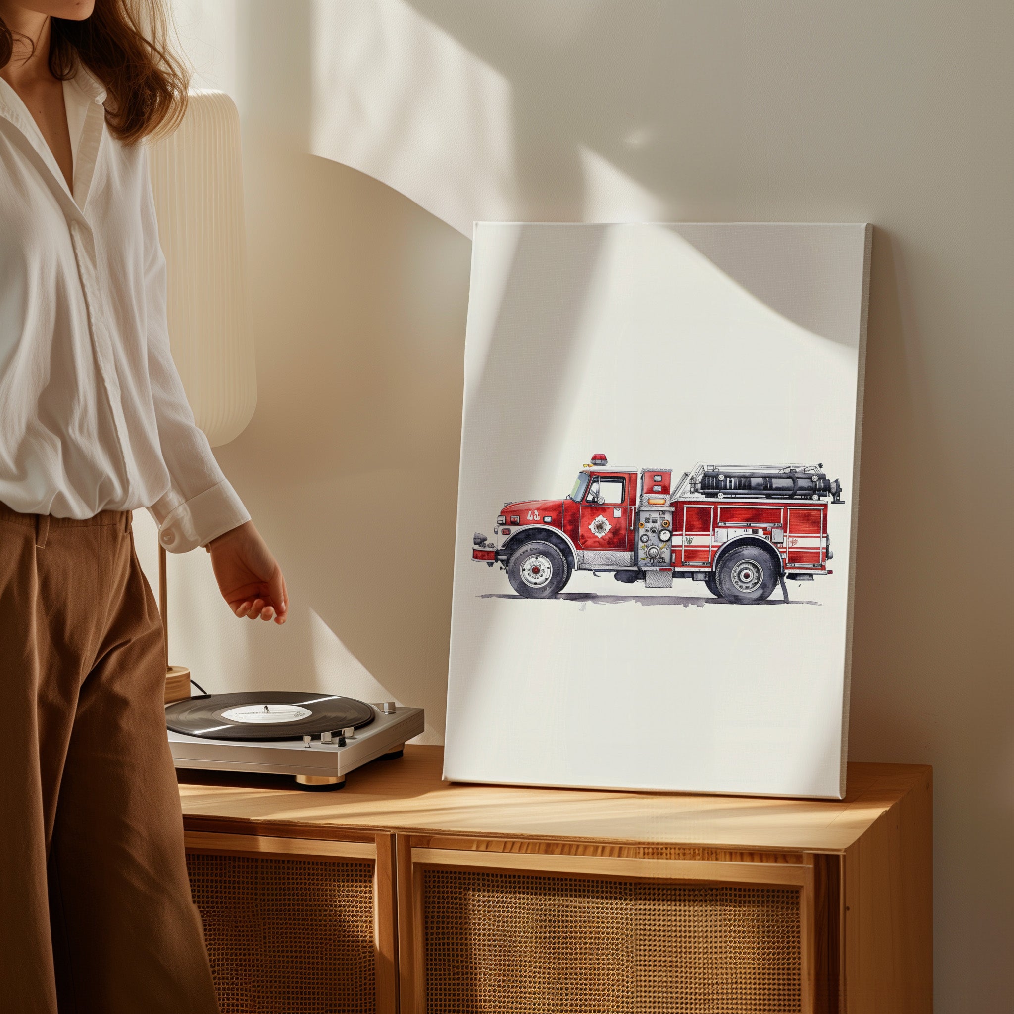 .75&quot; Matte Canvas - Classic Pumper Firetruck