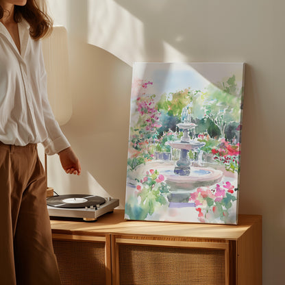 .75&quot; Matte Canvas - Charleston Garden Fountain View