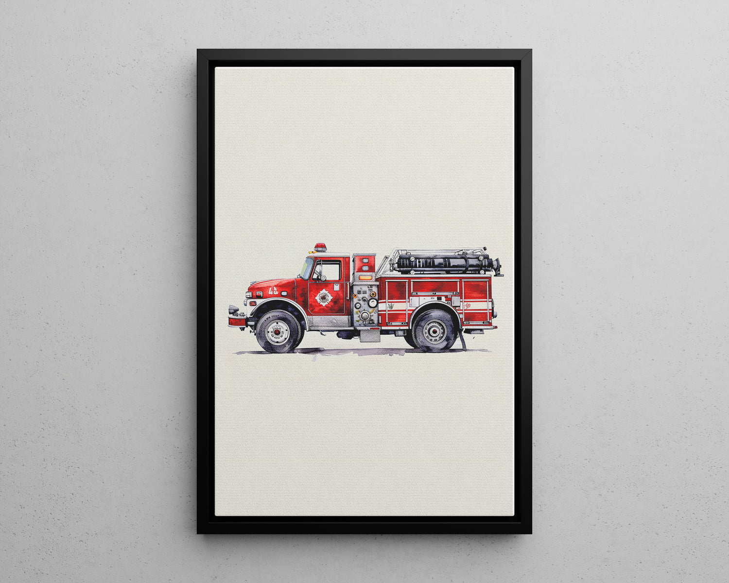 Framed Canvas - Classic Pumper Firetruck