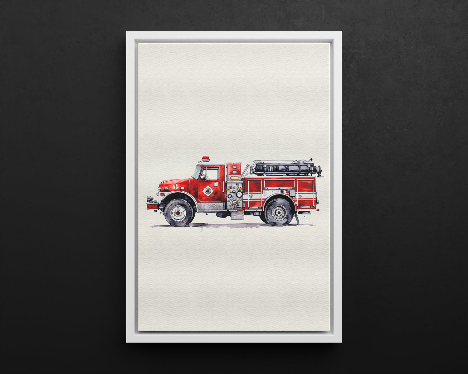 Framed Canvas - Classic Pumper Firetruck