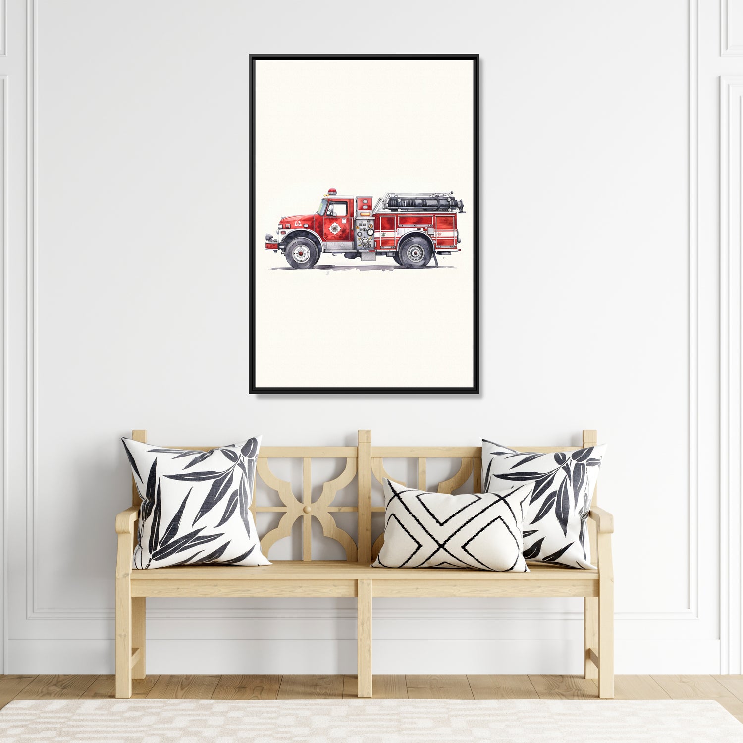 Framed Canvas - Classic Pumper Firetruck