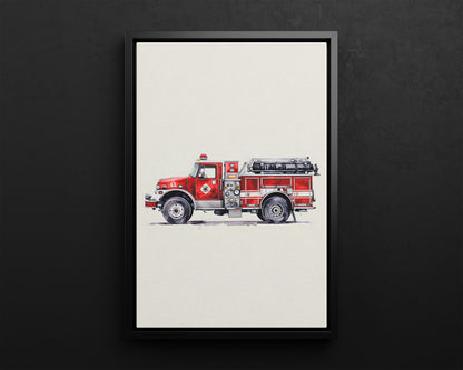 Framed Canvas - Classic Pumper Firetruck