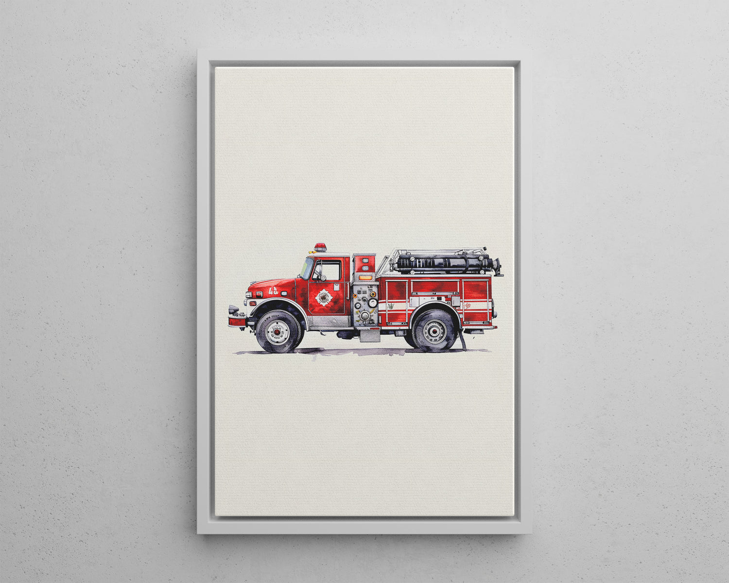 Framed Canvas - Classic Pumper Firetruck