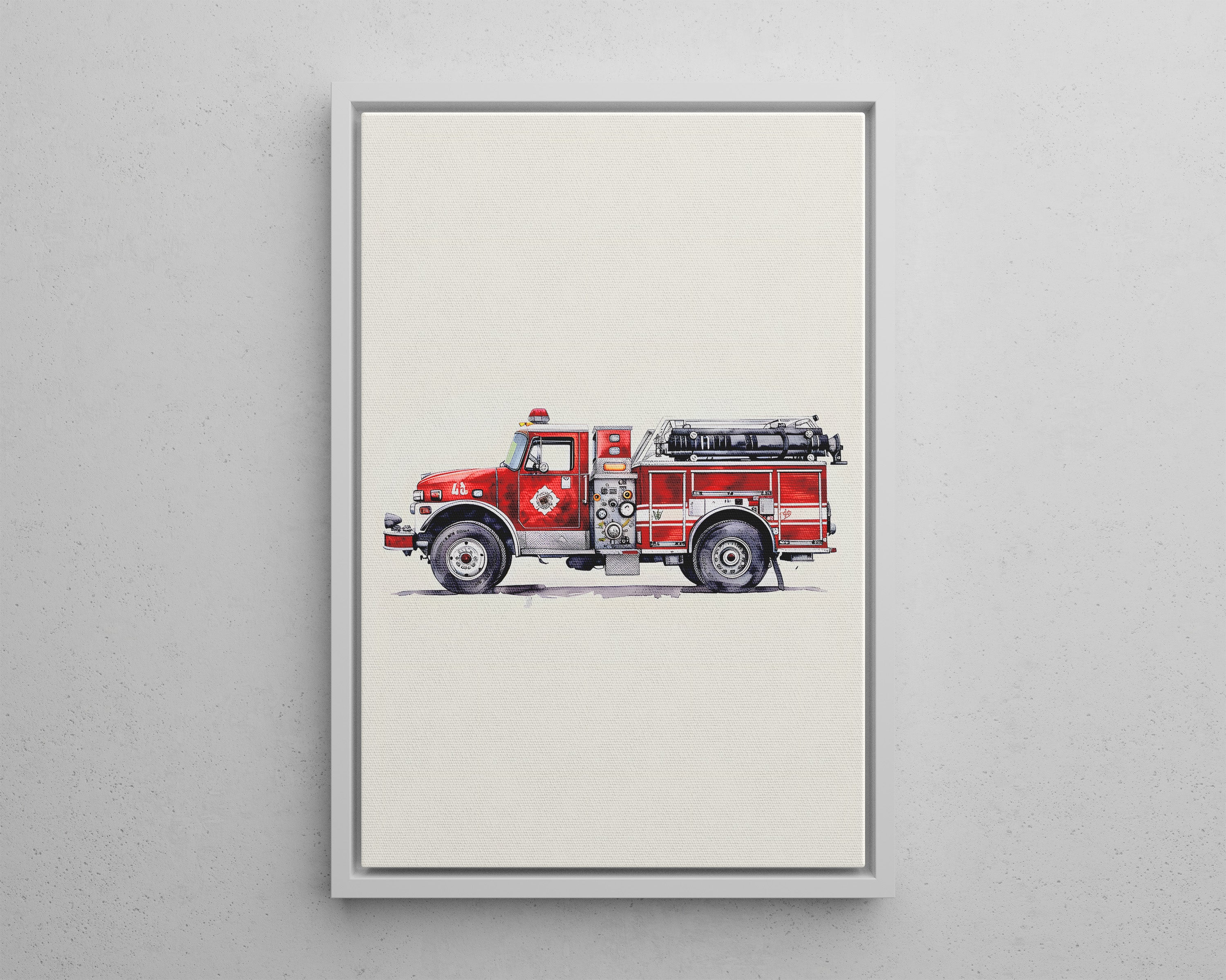 Framed Canvas - Classic Pumper Firetruck