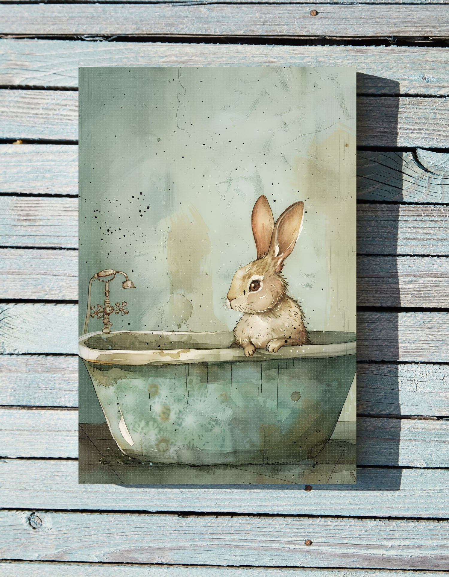 .75&quot; Matte Canvas - Bunny Bath Day Whimsy