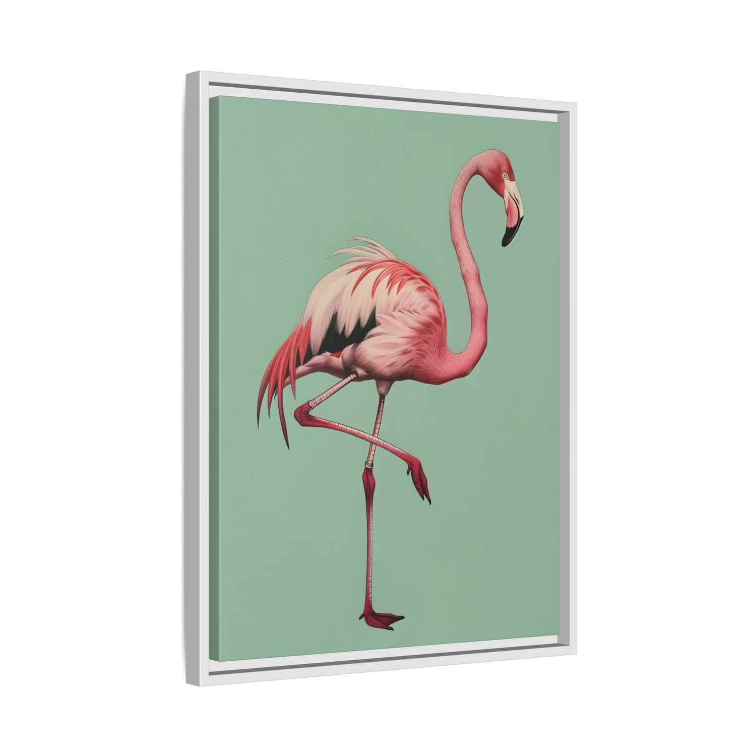 Framed Canvas - Pink Flamingo Tropical