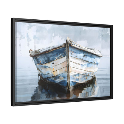 Framed Canvas - Weathered Harbor Boat