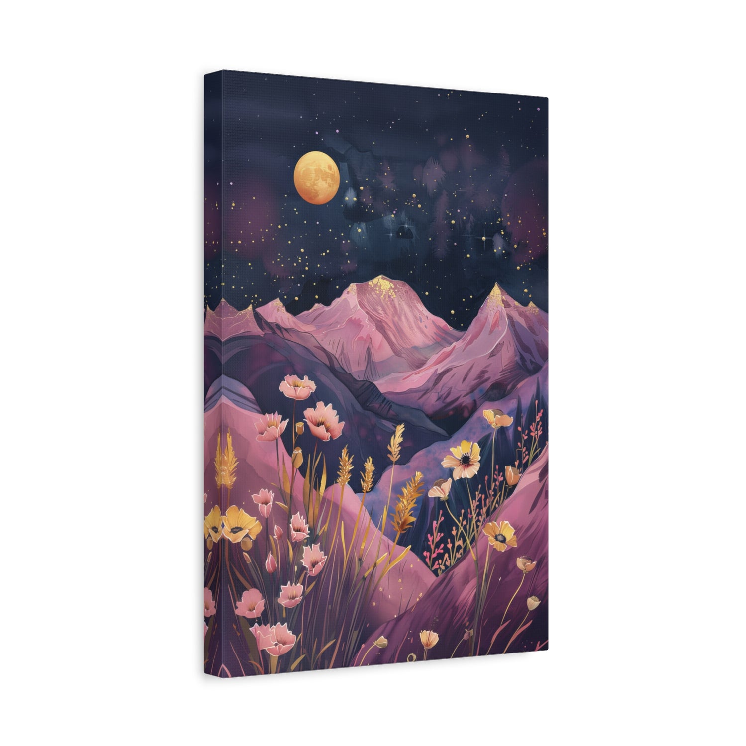 1.25" Matte Canvas - Golden Moon Over Lavender Peaks