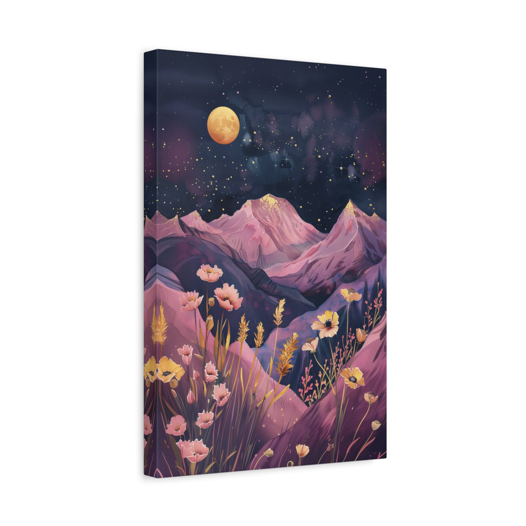 1.25" Matte Canvas - Golden Moon Over Lavender Peaks