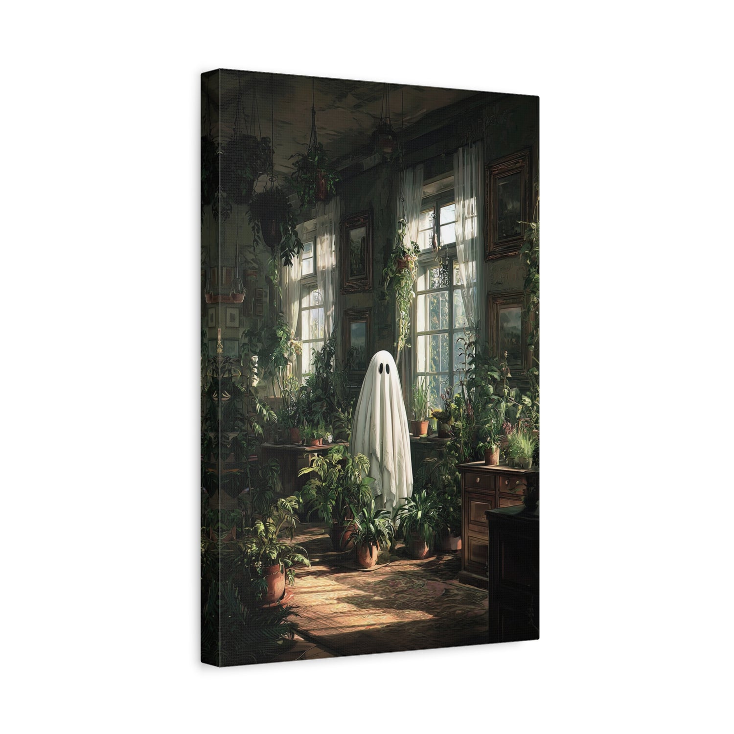 1.25" Matte Canvas - Ghost Among Houseplants