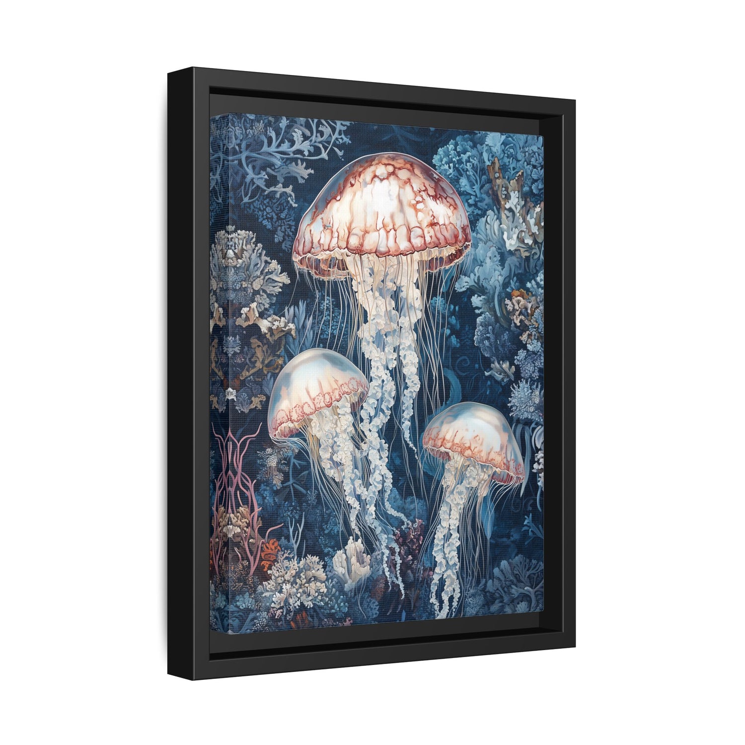 Framed Canvas - Ethereal Ocean Jellyfish