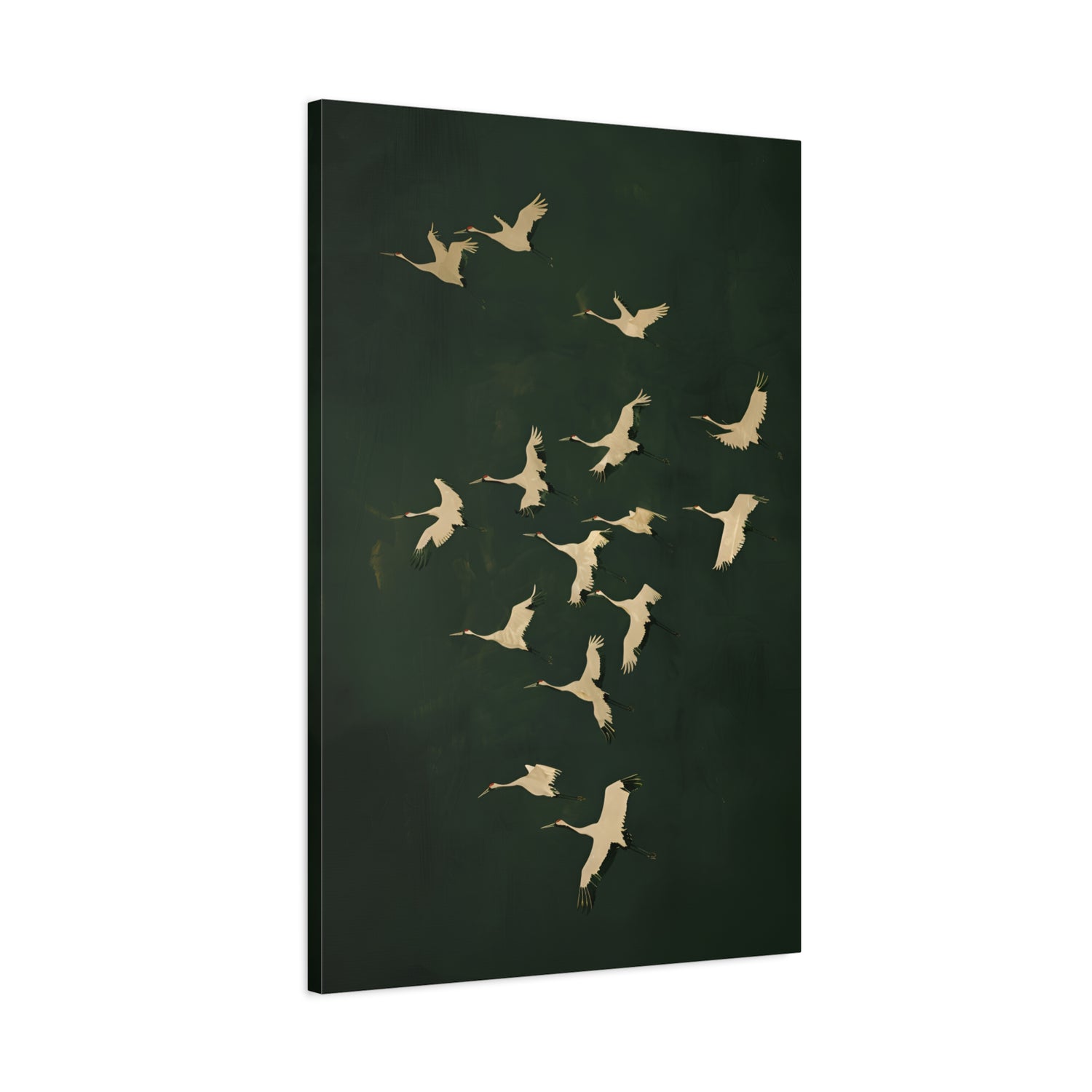 1.25" Matte Canvas - Emerald Sky Japanese Cranes