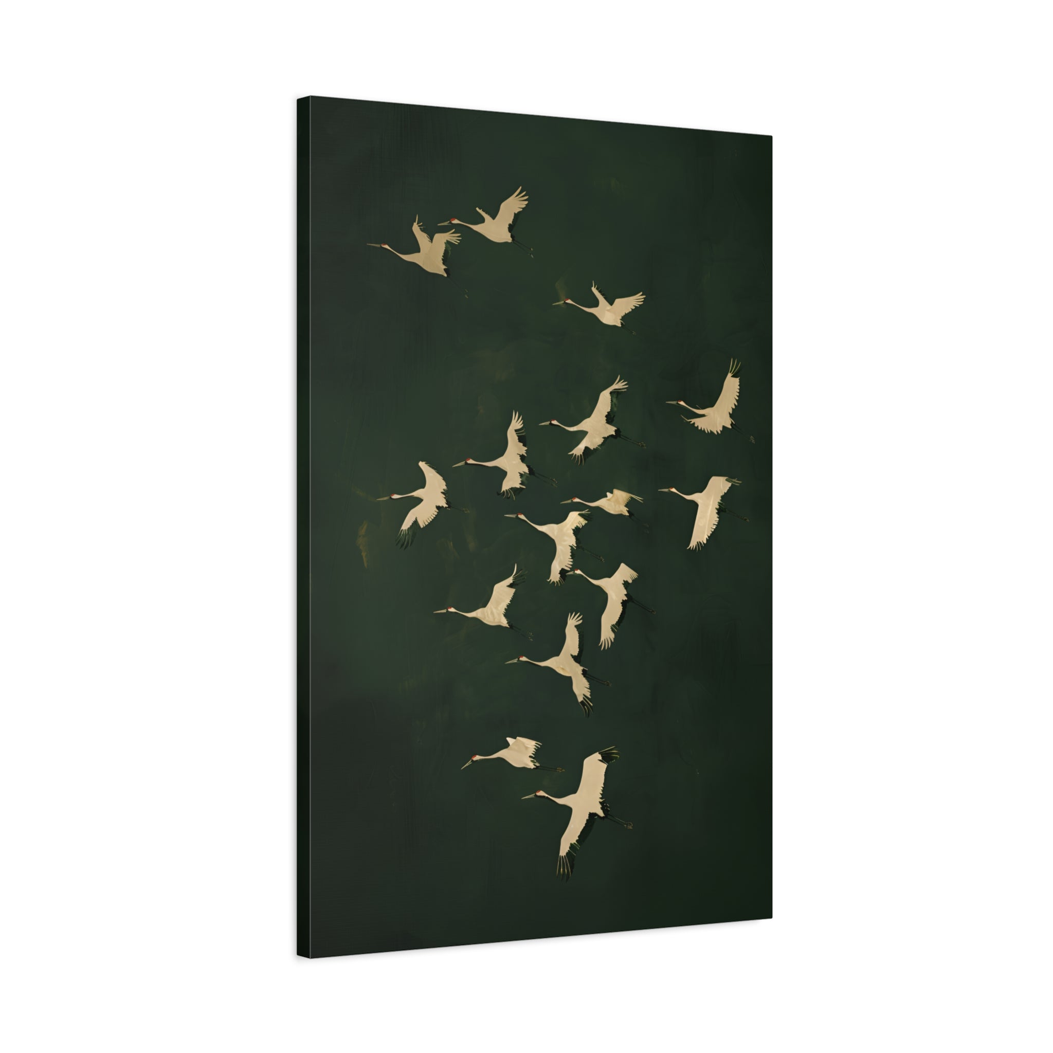 1.25" Matte Canvas - Emerald Sky Japanese Cranes