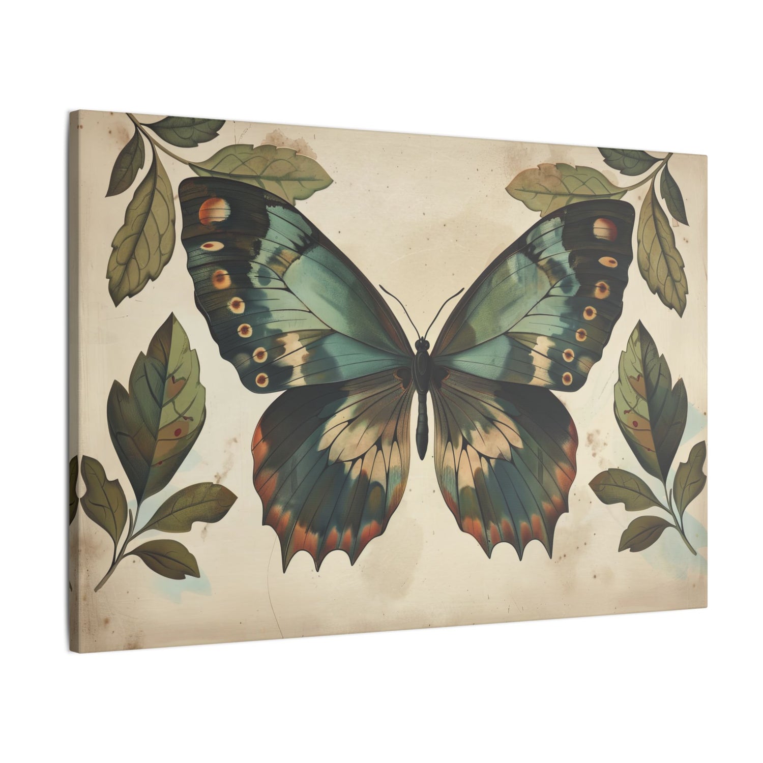 .75" Matte Canvas - Vintage Iridescent Butterfly Bloom
