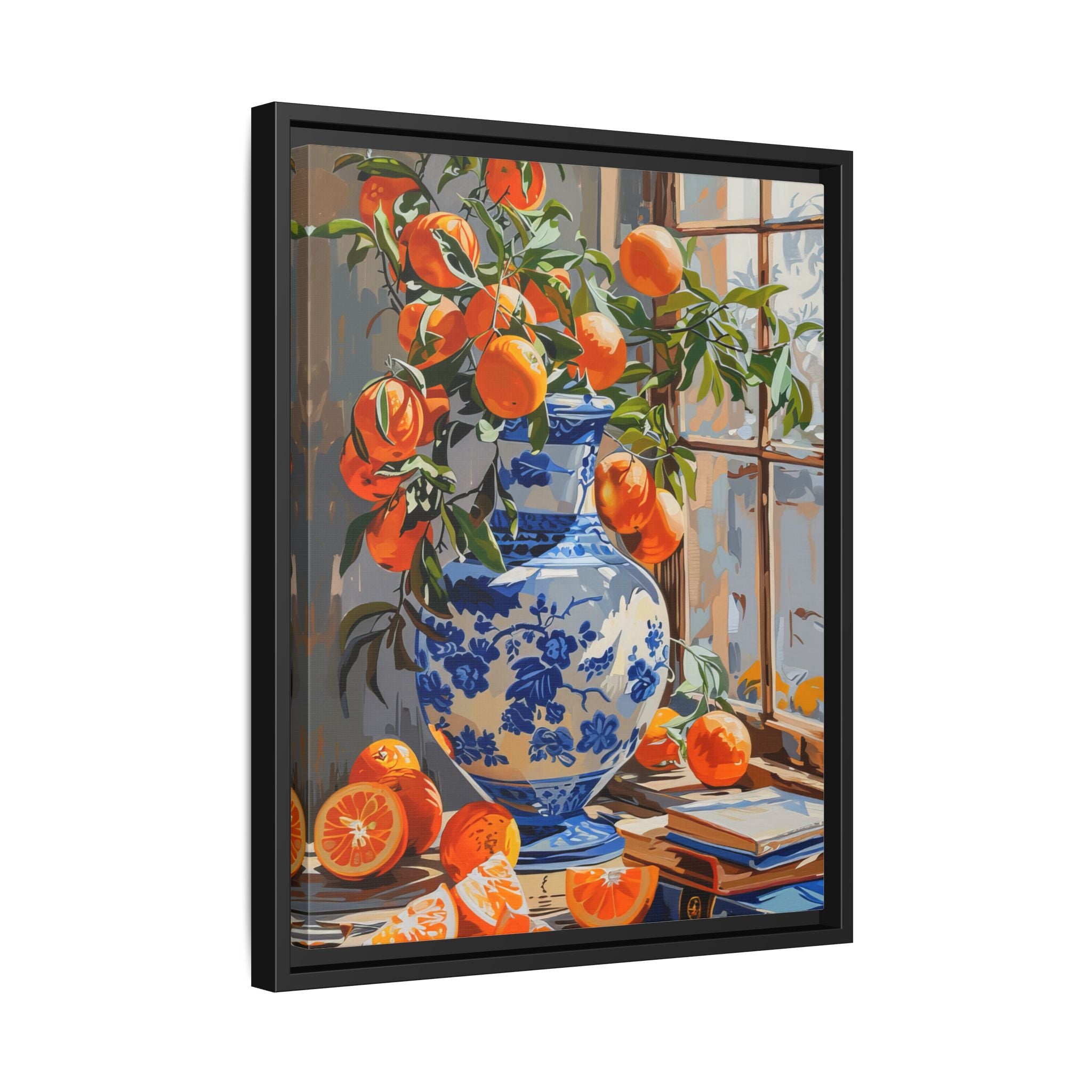 Framed Canvas - Sunlit Citrus &amp; Porcelain