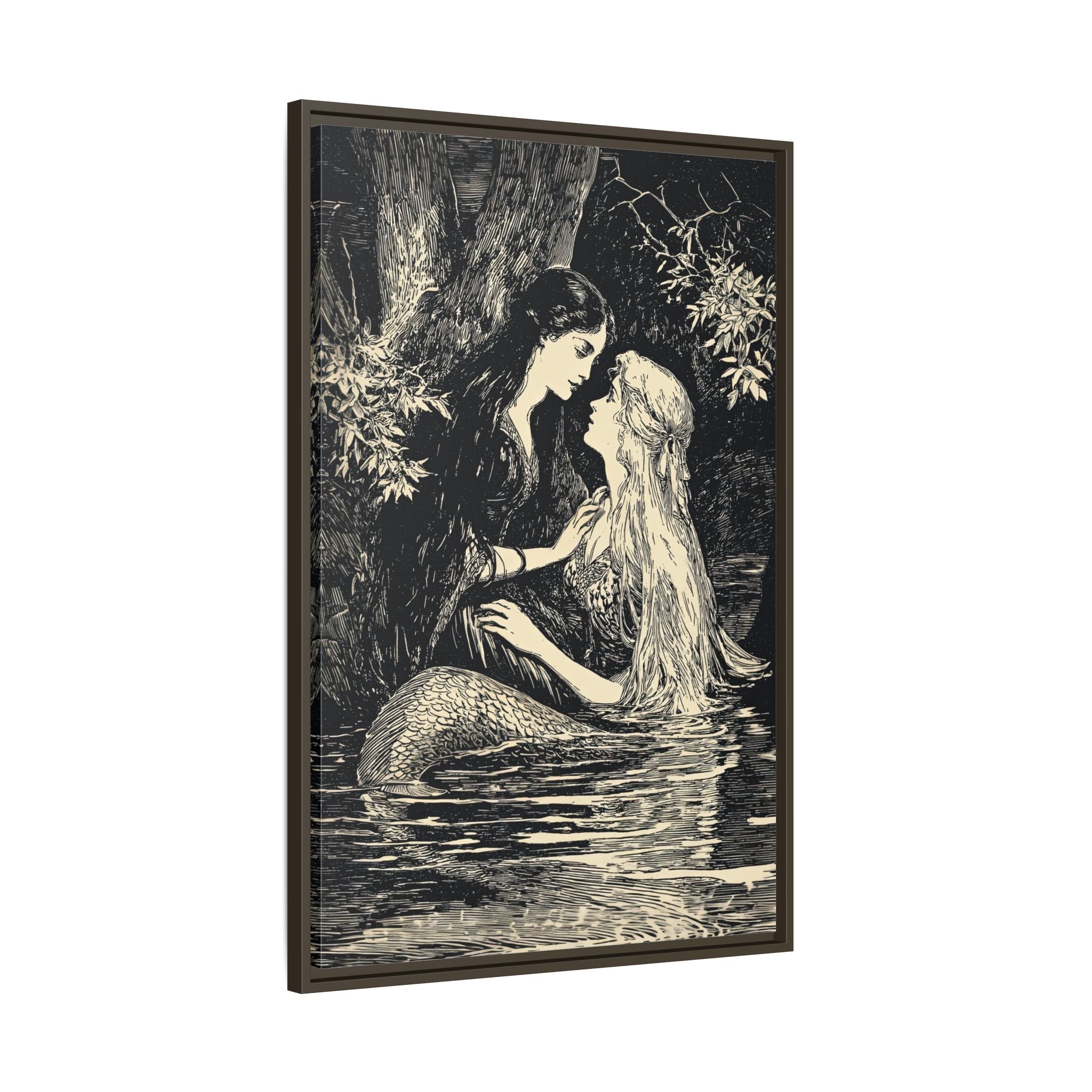 Framed Canvas - Mermaid Fairy Midnight Kiss