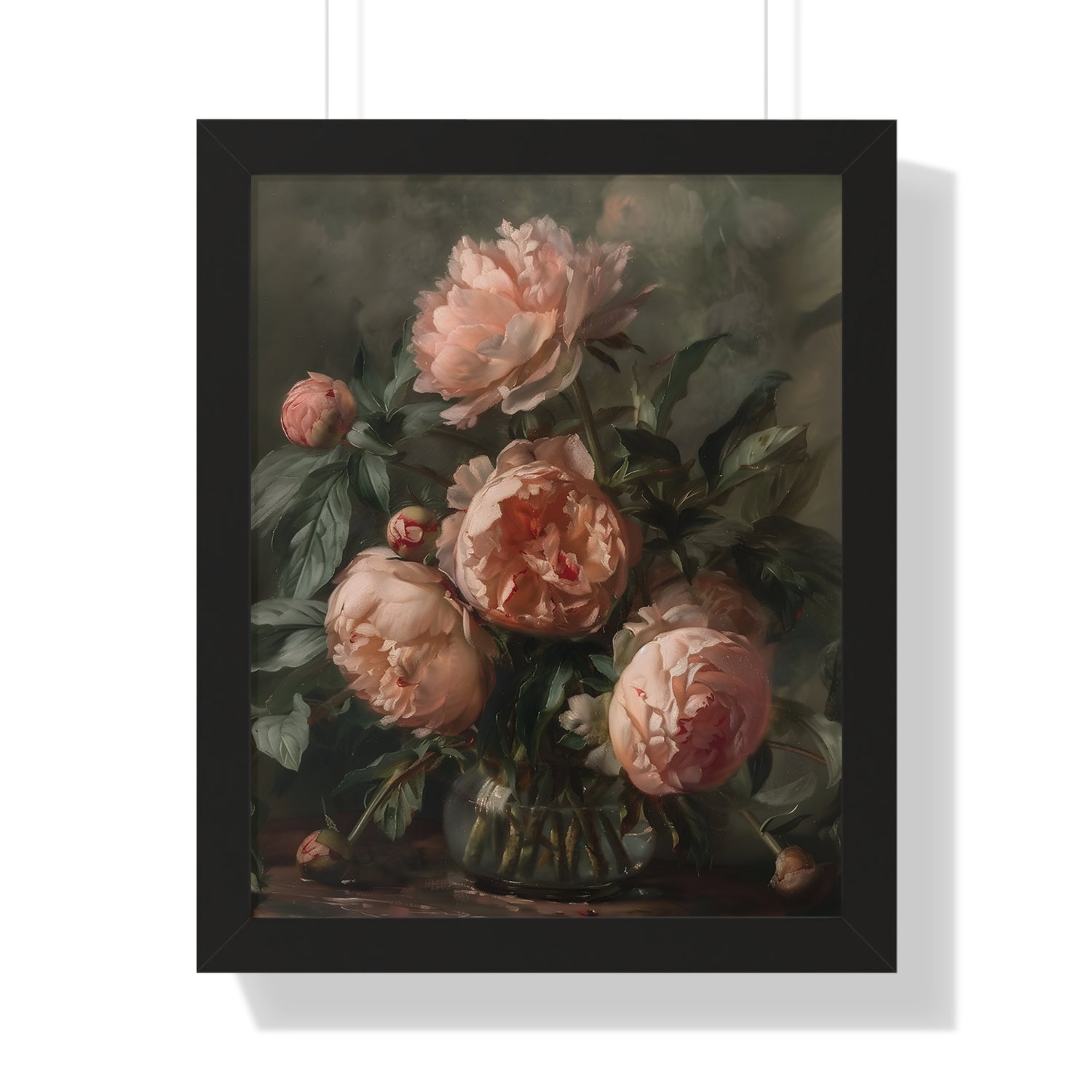 Framed Paper Print - Vintage Blush Peony Bouquet