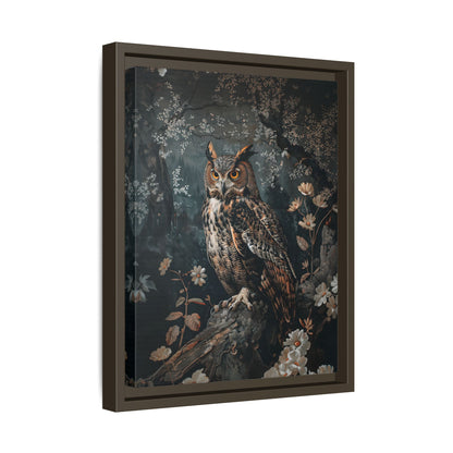 Framed Canvas - Midnight Watchful Owl