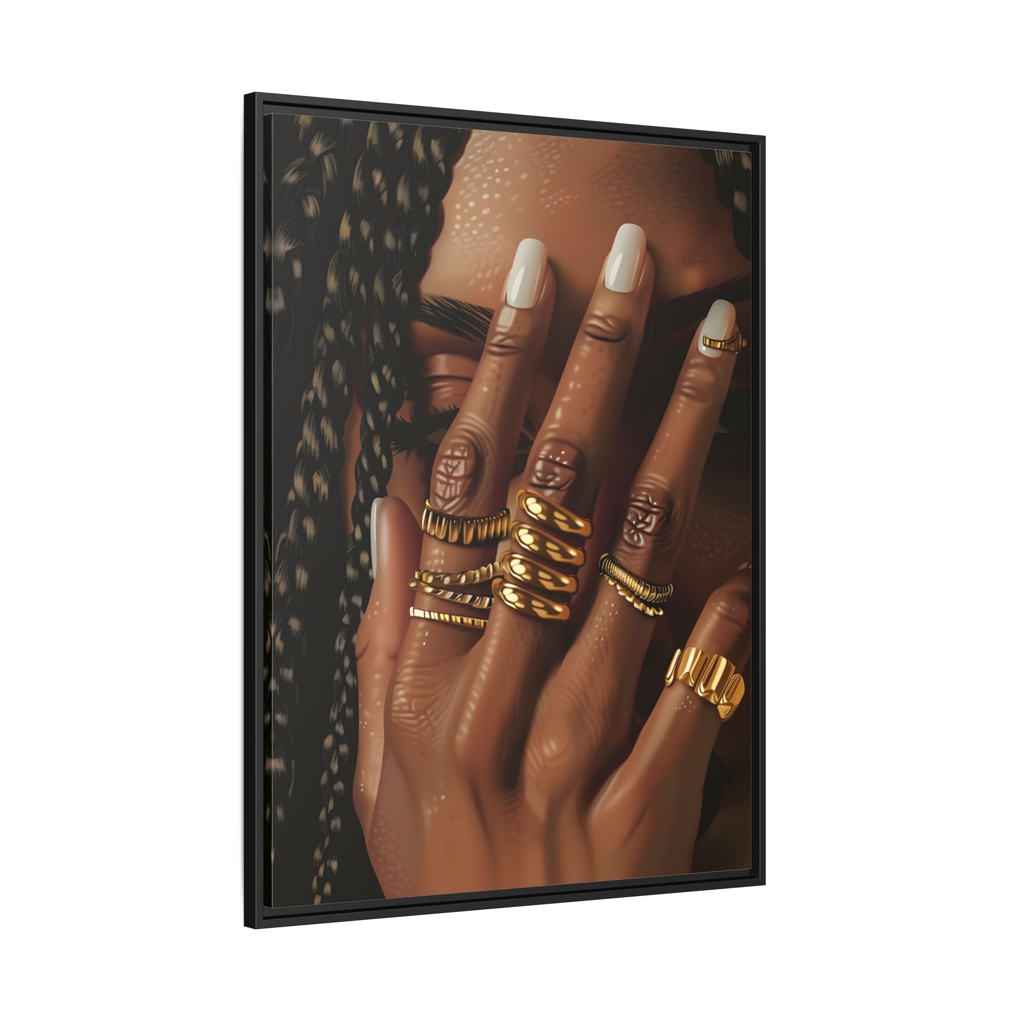 Framed Canvas - Braided Golden Ring Beauty